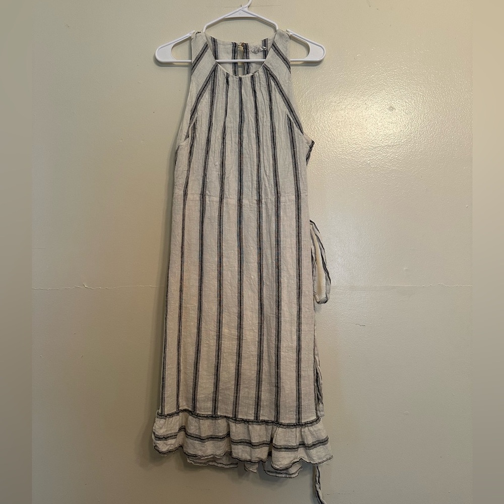Striped Sleeveless Dress in Ivory and Navy